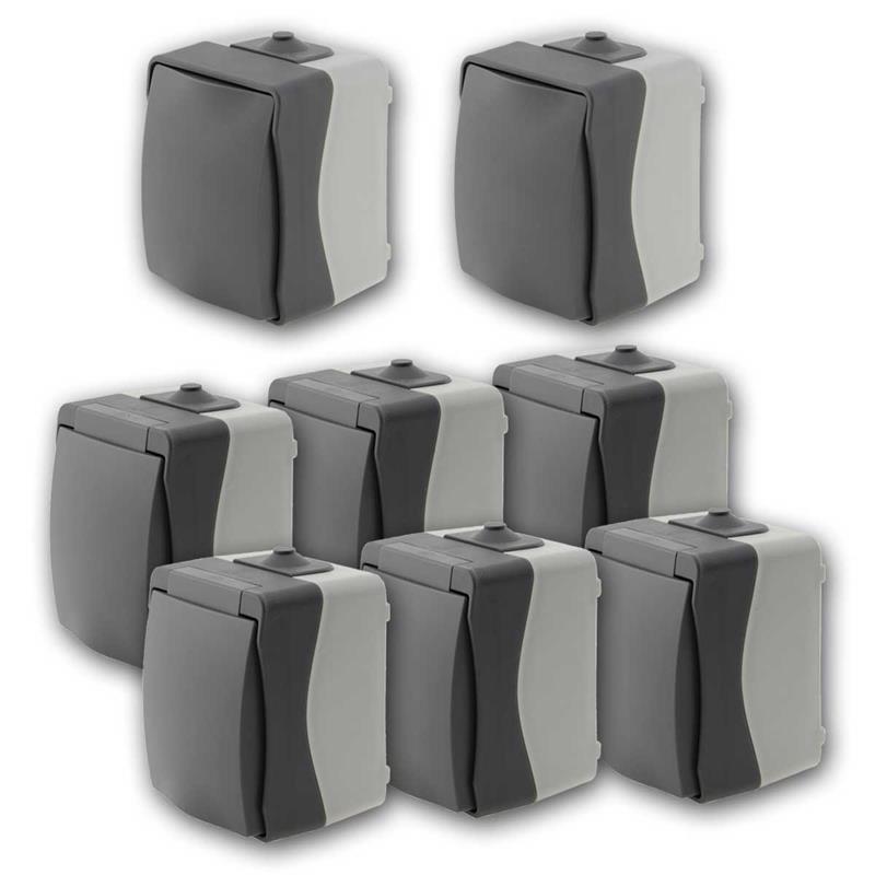 NUQUI Aufbau Set "Starter", 8-teilig, Schalter, Steckdosen, IP54