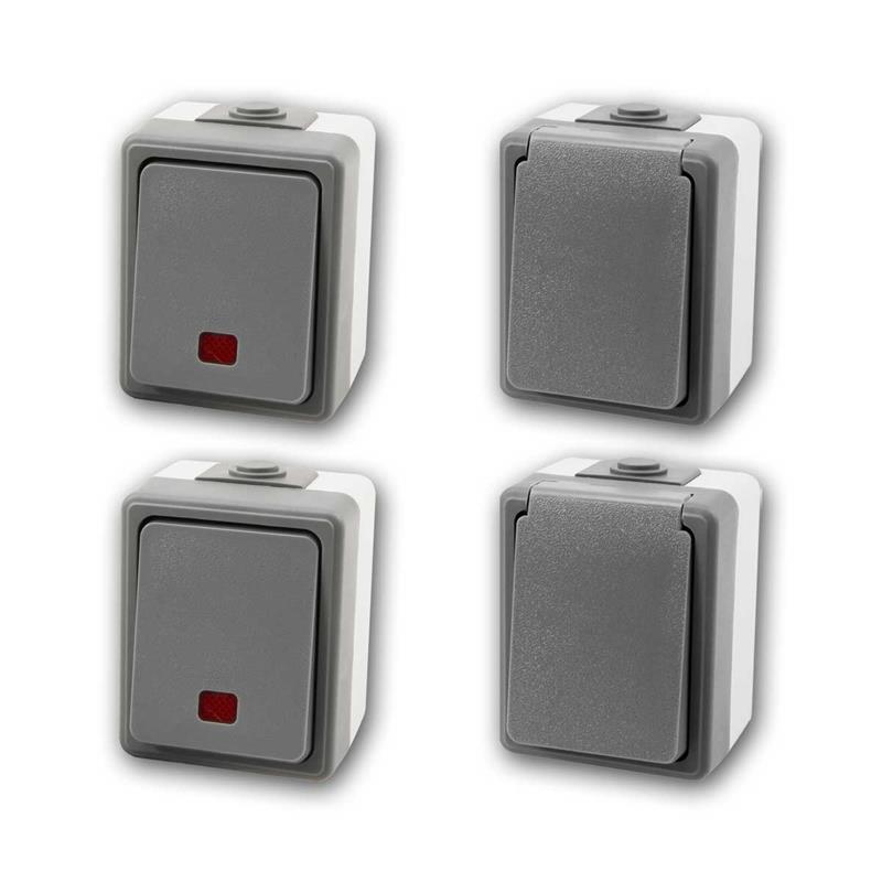 Set "SECURE Flur Kontroll“", Kontrollschalter & Steckdose, IP44