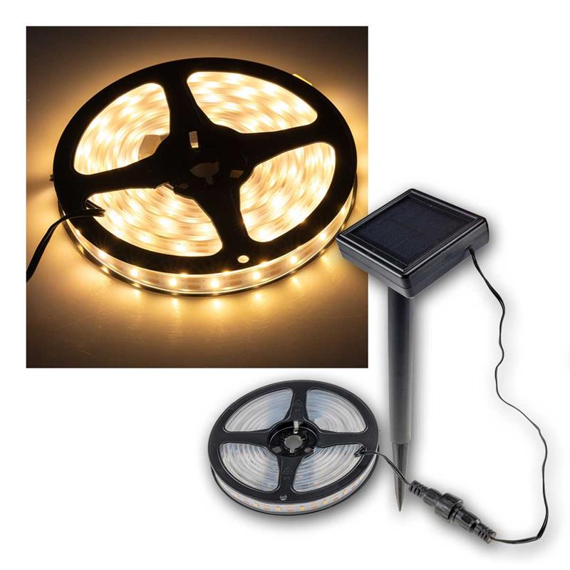 LED Stripe 3m, Solarpanel und Tag-/ Nachtsensor, warmweiß