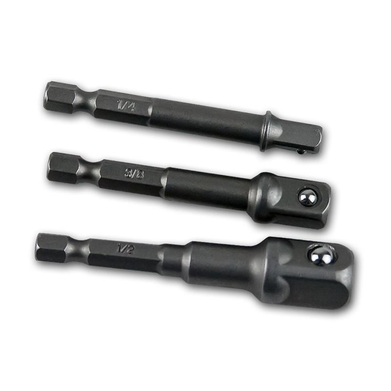3-tlg Bitaufnahme-Adapter Set 1/4",3/8",1/2", Magnet Bithalter