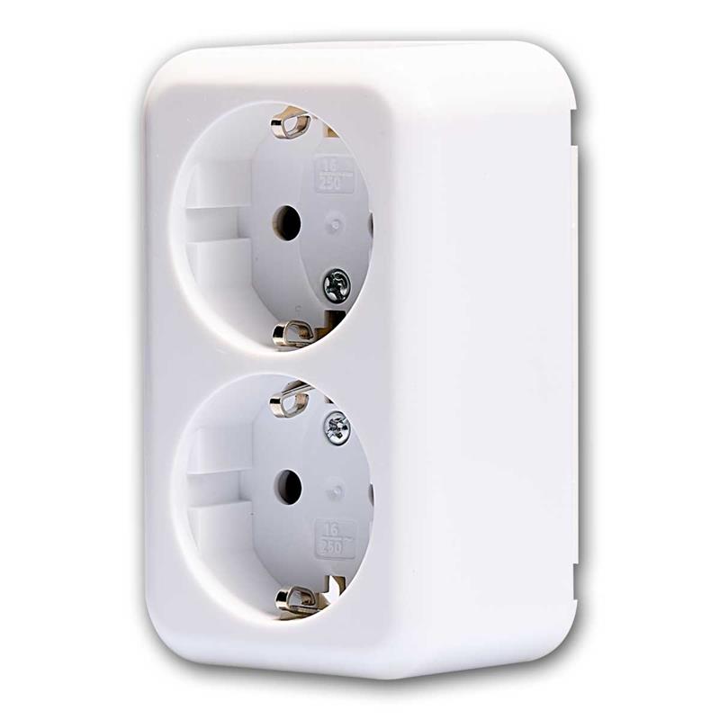 FINERY 2-fach Aufputz-Steckdose, Doppel-Steckdose, 16A
