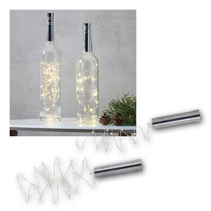 LED Drahtlichterkette „Flaschenkorken“, Timer & warmes Licht