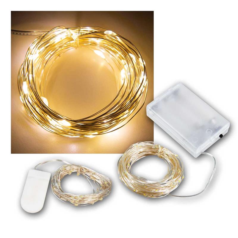 LED Draht-Lichterkette „Micro“, warmweiß, Batteriebetrieb