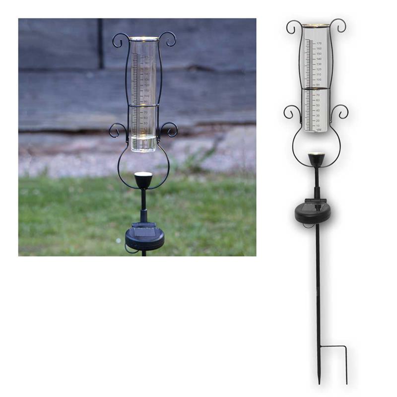 LED Solar Niederschlagsmesser "PLUVIO", warmweiß, 65cm