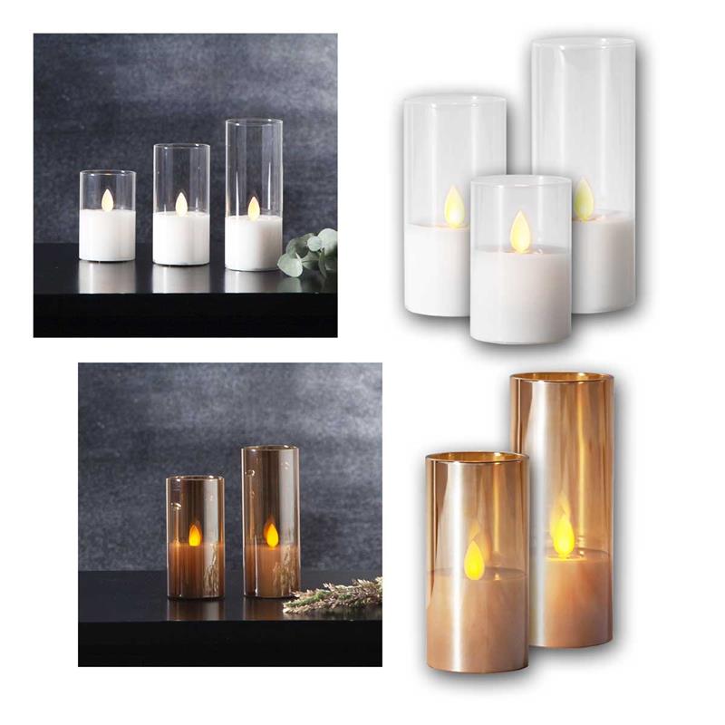 LED Windlicht „M-Twinkle“, LED Kerze im Glas, Timerfunktion