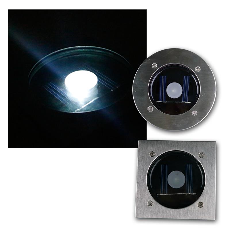 LED Solar Bodenleuchte "CTB", Edelstahlfront, kaltweiß, IP44