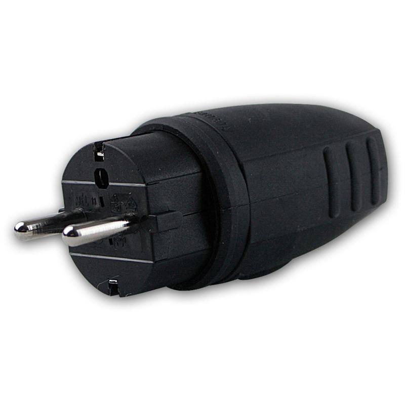Gummi-Schutzkontaktstecker, Baustellenstecker 16A/250V, IP44
