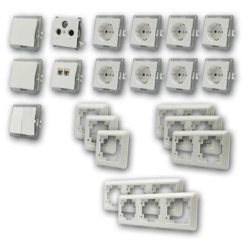 CUP Set "Entertain", RJ45/RJ11 Netzwerkdose & Steckdosen