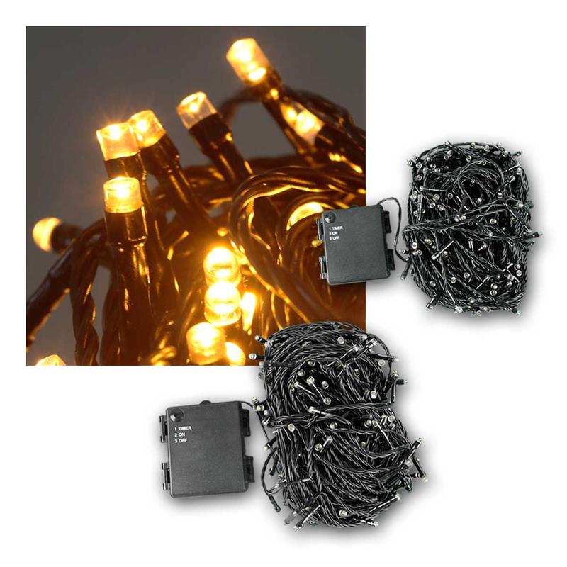 LED Batterie-Lichterkette, Timer- & Dauerlichtfunktion, IP44