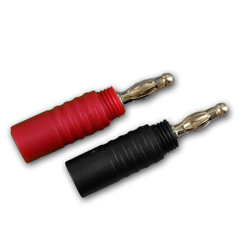 High-End Bananenstecker vergoldet, rot & schwarz, 4er Set