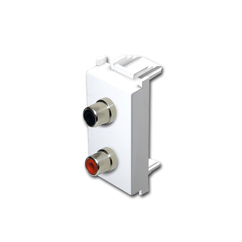 MODUL PLUS 2-fach Chinch Steckdose 1M, halbe Dose, weiß