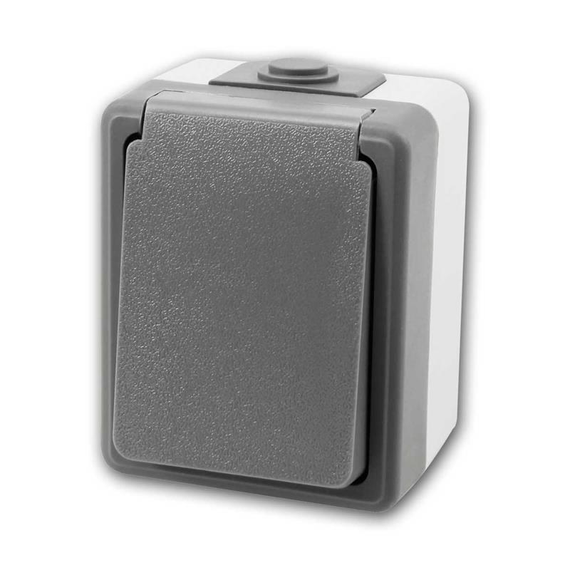 SECURE Steckdose, Aufputz Steckdose mit Klappdeckel, IP44
