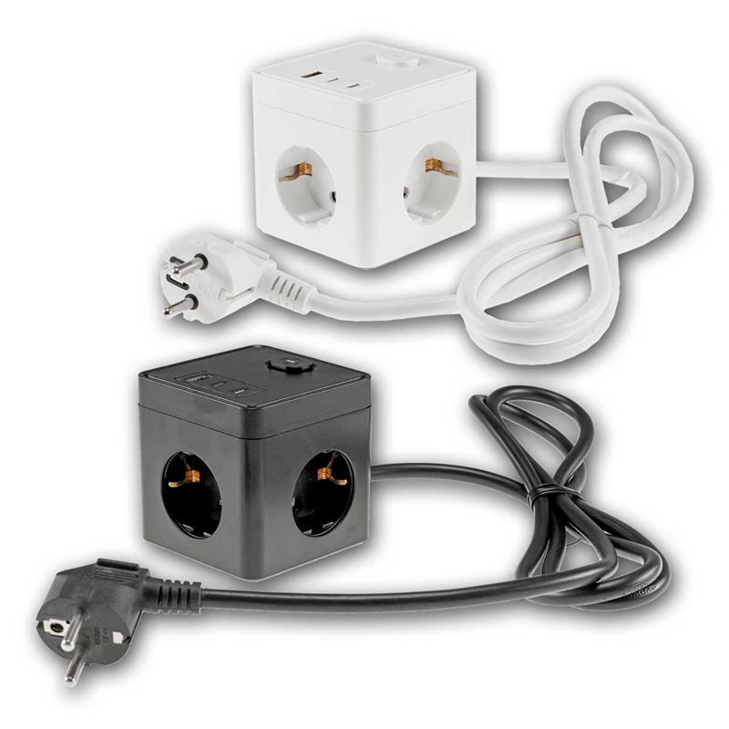3-fach Power Würfel "CT-SDW-3", USB-C & USB-A, 1,5m Kabel