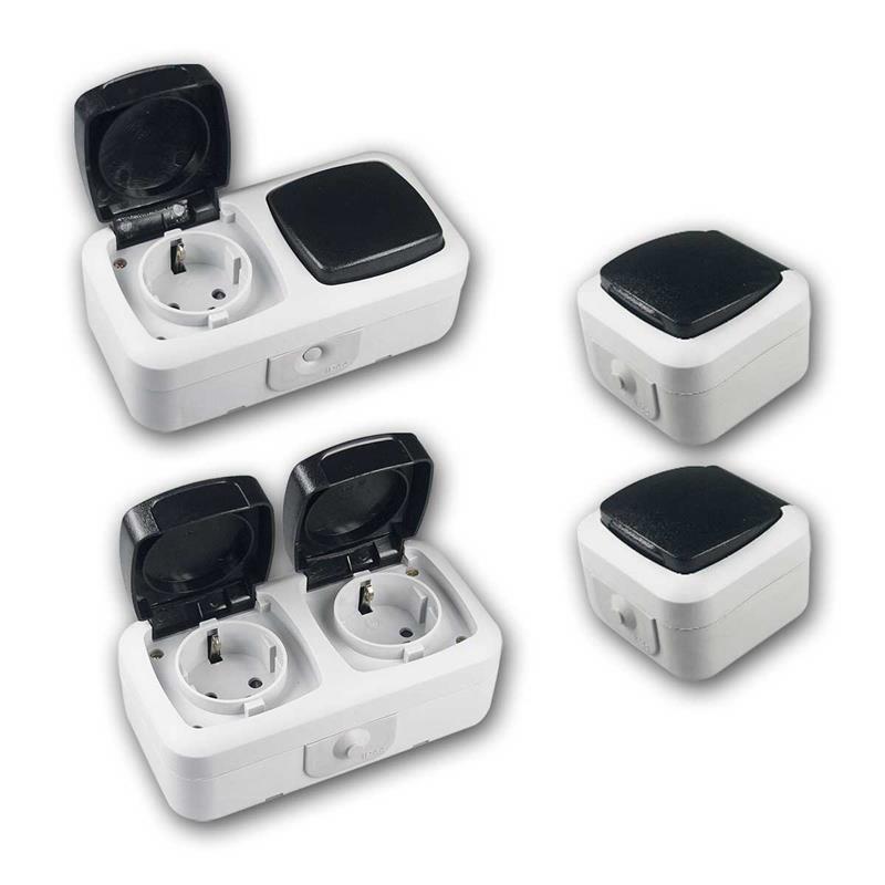 CT IP44 Set "DELPHI Waschraum", Kombi- & Doppelsteckdose