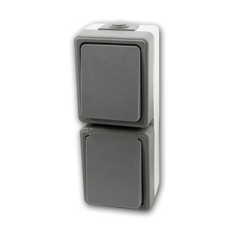 SECURE Schalter & Steckdose Kombi, vertikale Montage, IP44